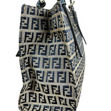 Fendi FF Buckle Navy Zucca Tote Handbag
