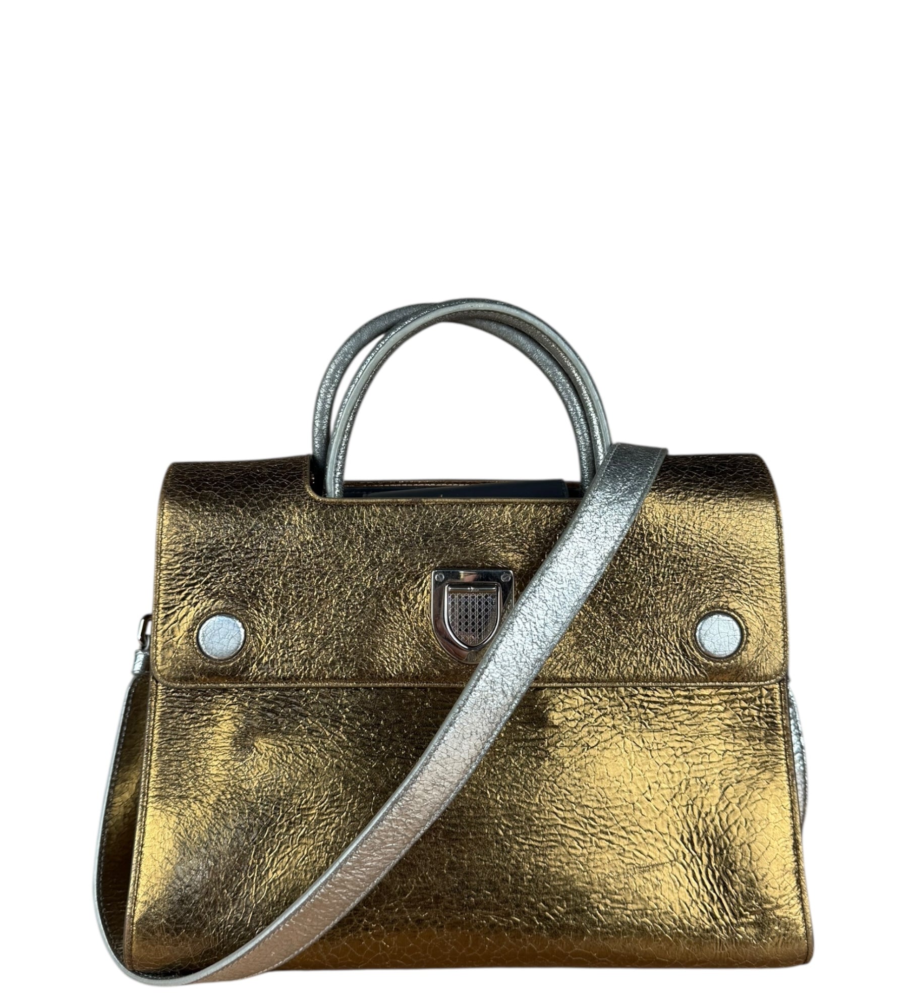 Christian Dior Diorever Gold Leather 2Way Handbag