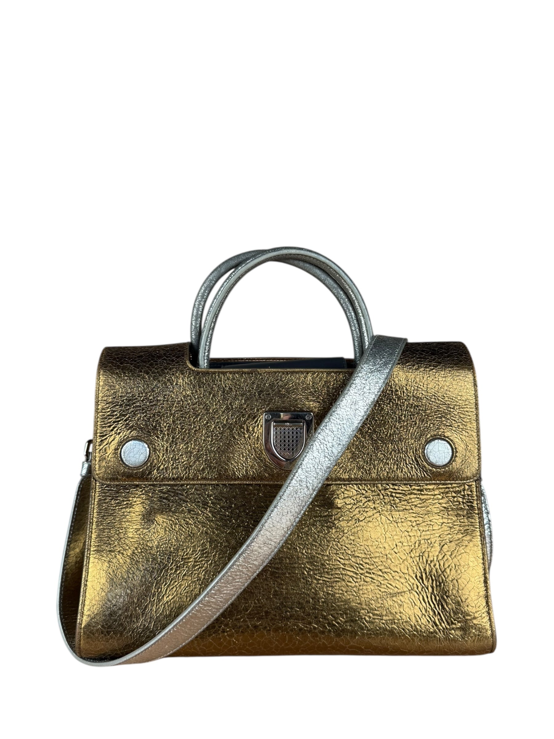 Christian Dior Diorever Gold Leather 2Way Handbag