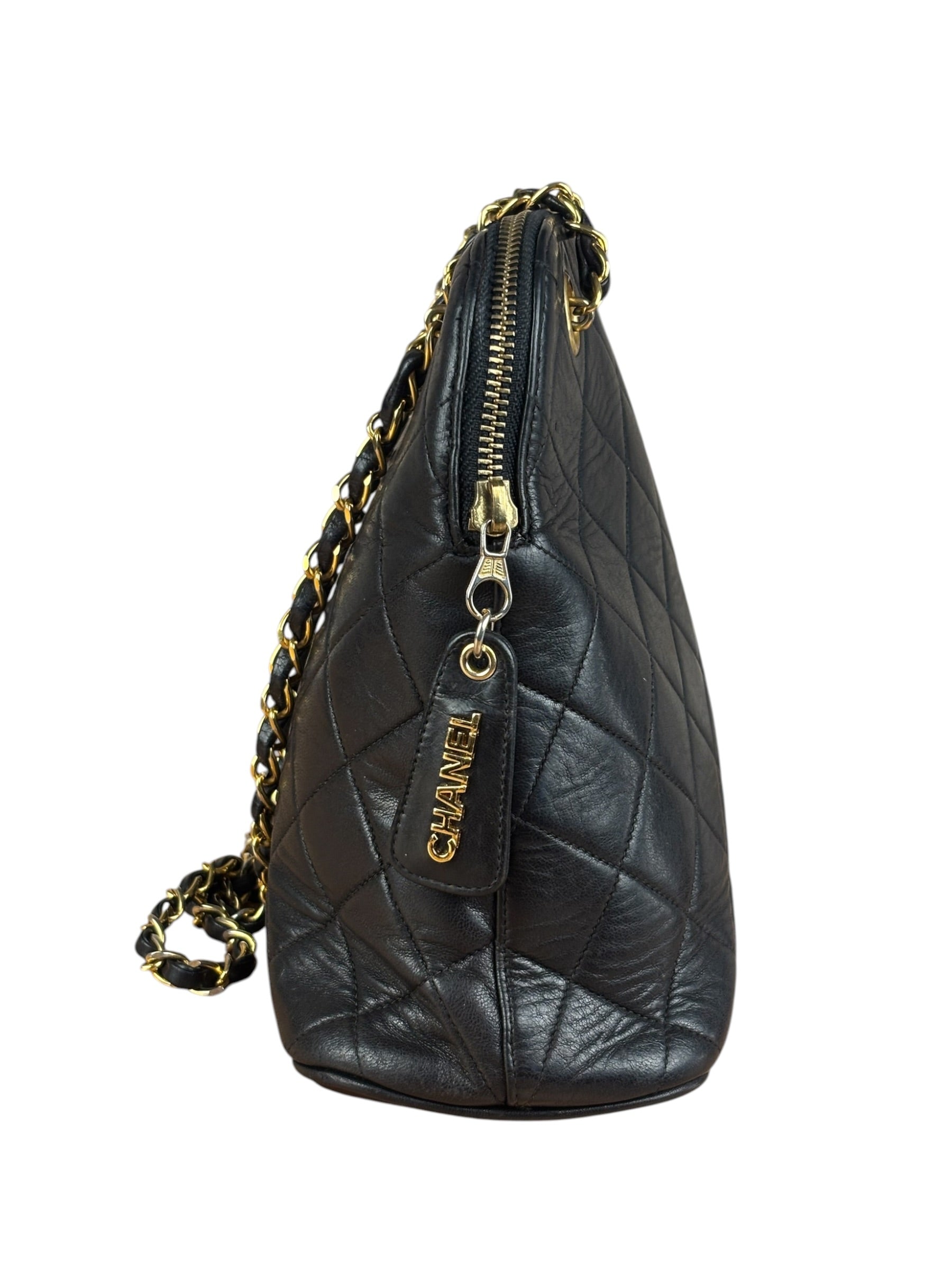 Chanel Vintage Black Leather Shoulder Bag