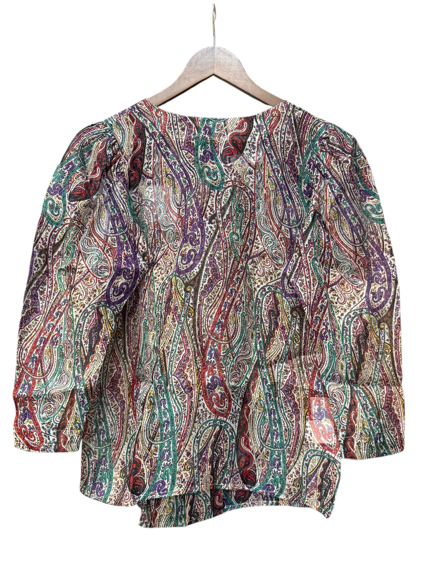 1980s Yves Saint Laurent Silk Multicolor Paisley Blouse