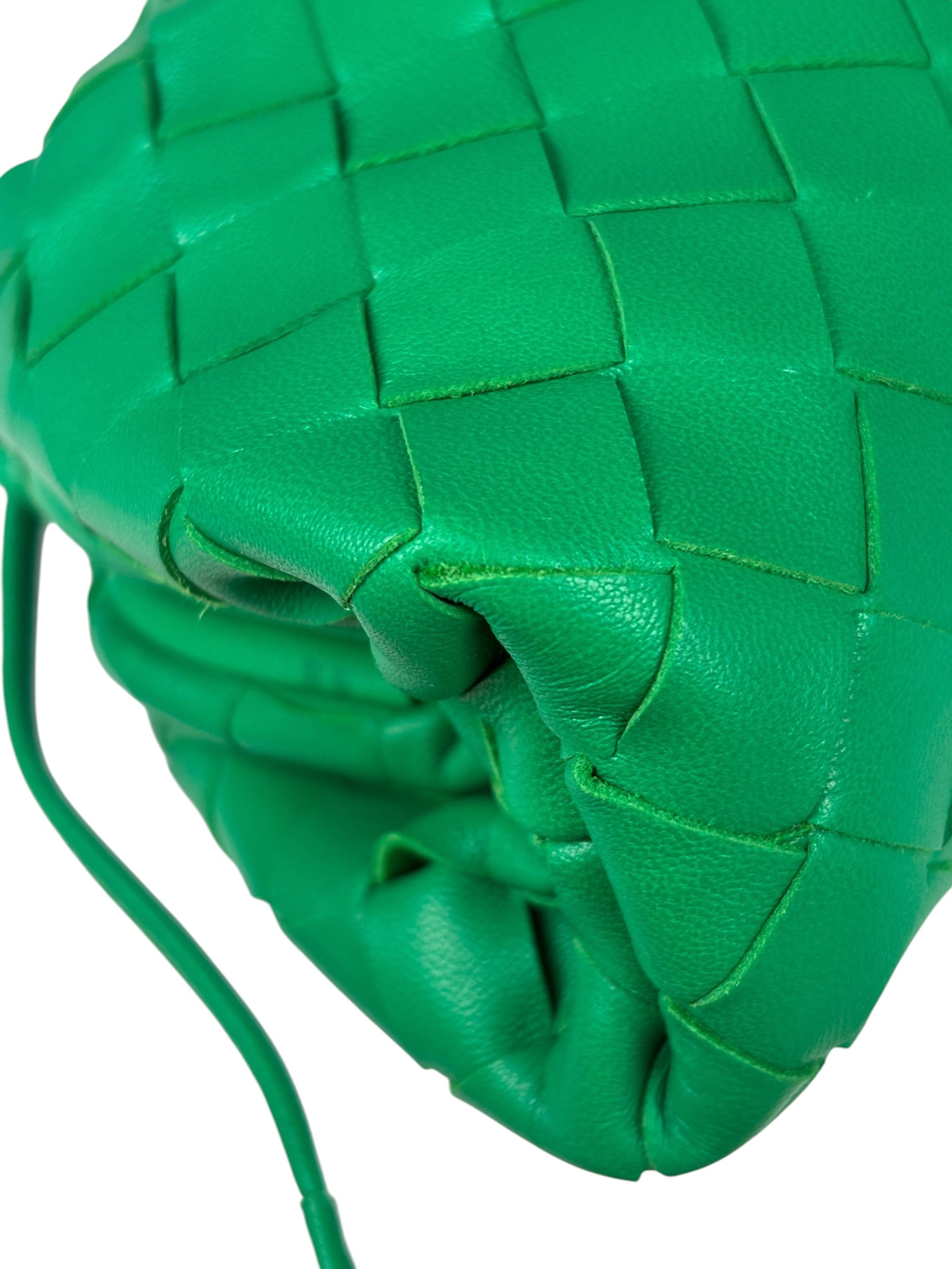 Bottega Veneta Green Leather Intercciato Small Crossbody