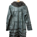 Vintage Black Suede/Leather Fur-Line Long Coat