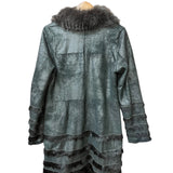 Vintage Black Suede/Leather Fur-Line Long Coat