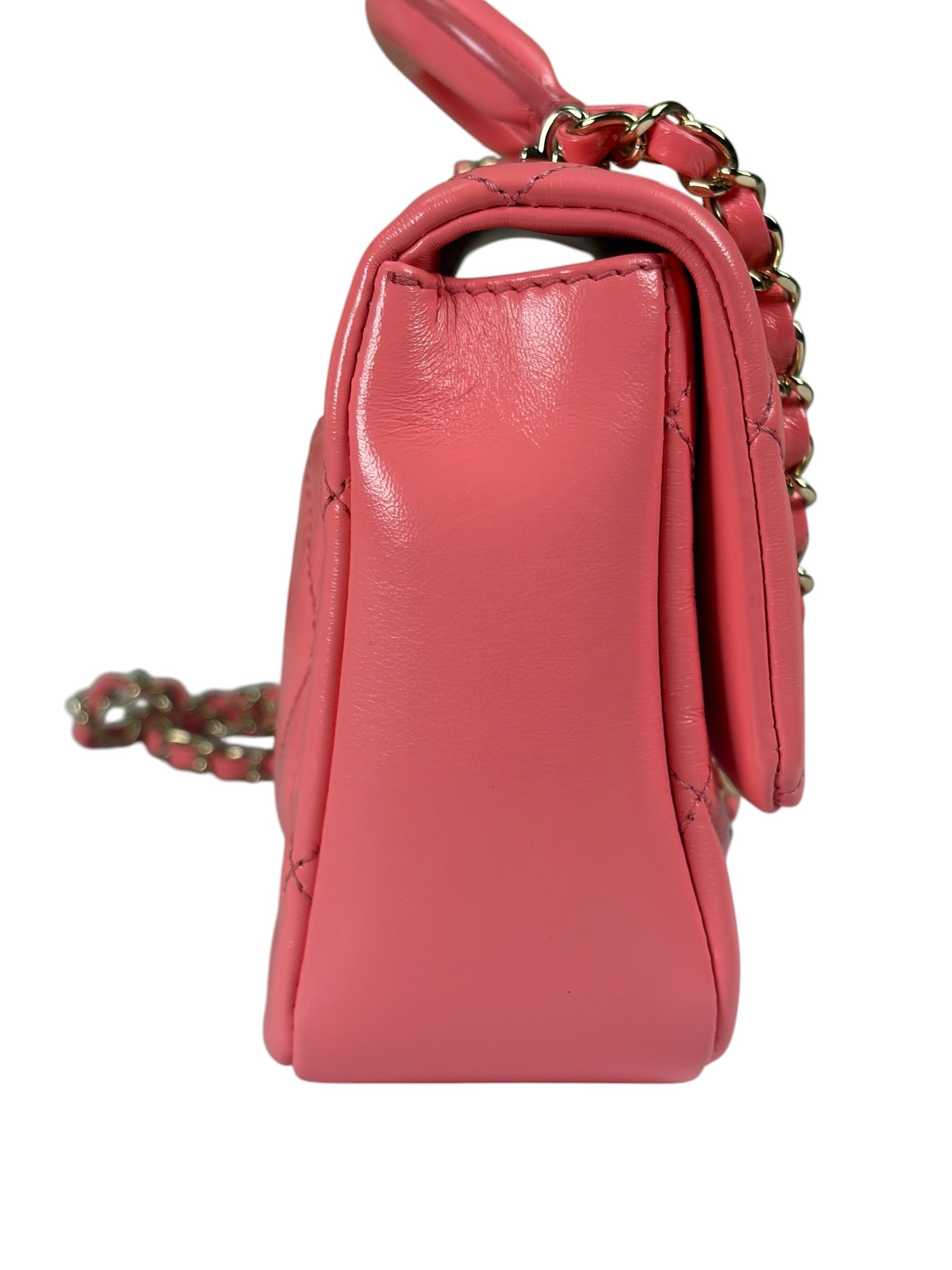 Chanel Pink Quilted Lambskin Two-Way Bag 2021