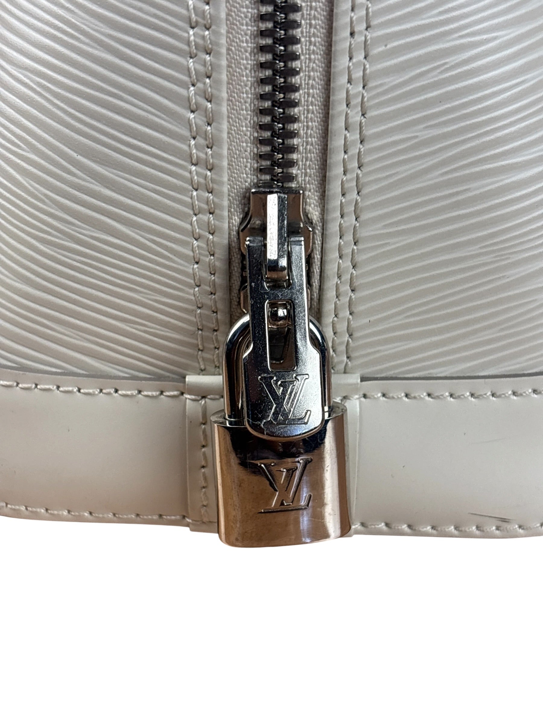 Louis Vuitton White Epi Leather Alma Hand Bag PM
