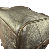 Yves Saint Laurent Gold Leather Embossed YSL Logo Handbag