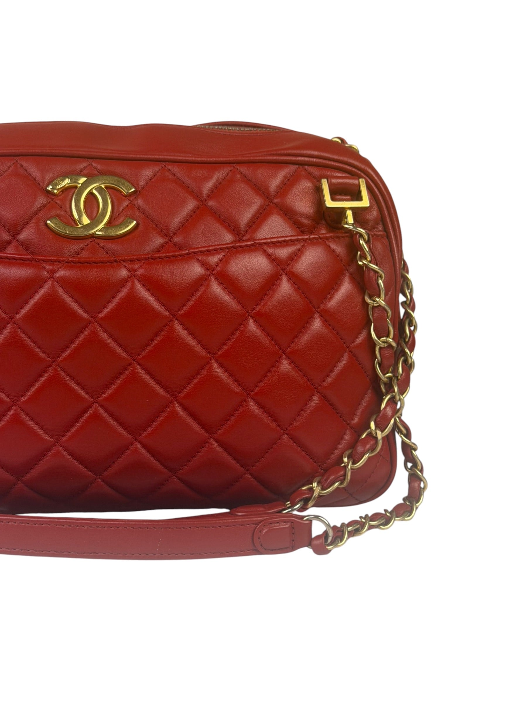 Chanel Red Quilted Leather Camera Bag 2012