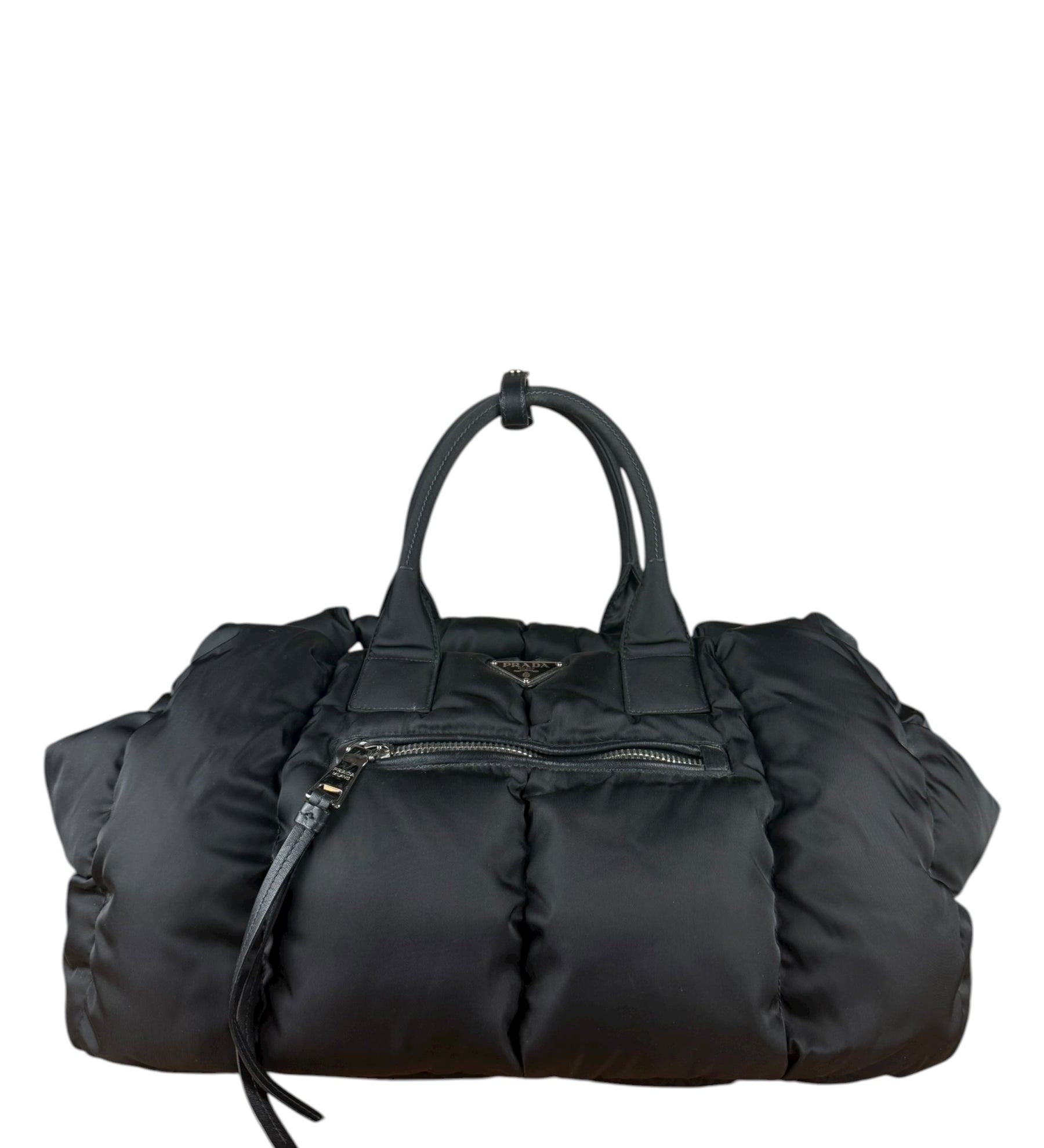 Prada Black Quilt Bomber Duffle Bag