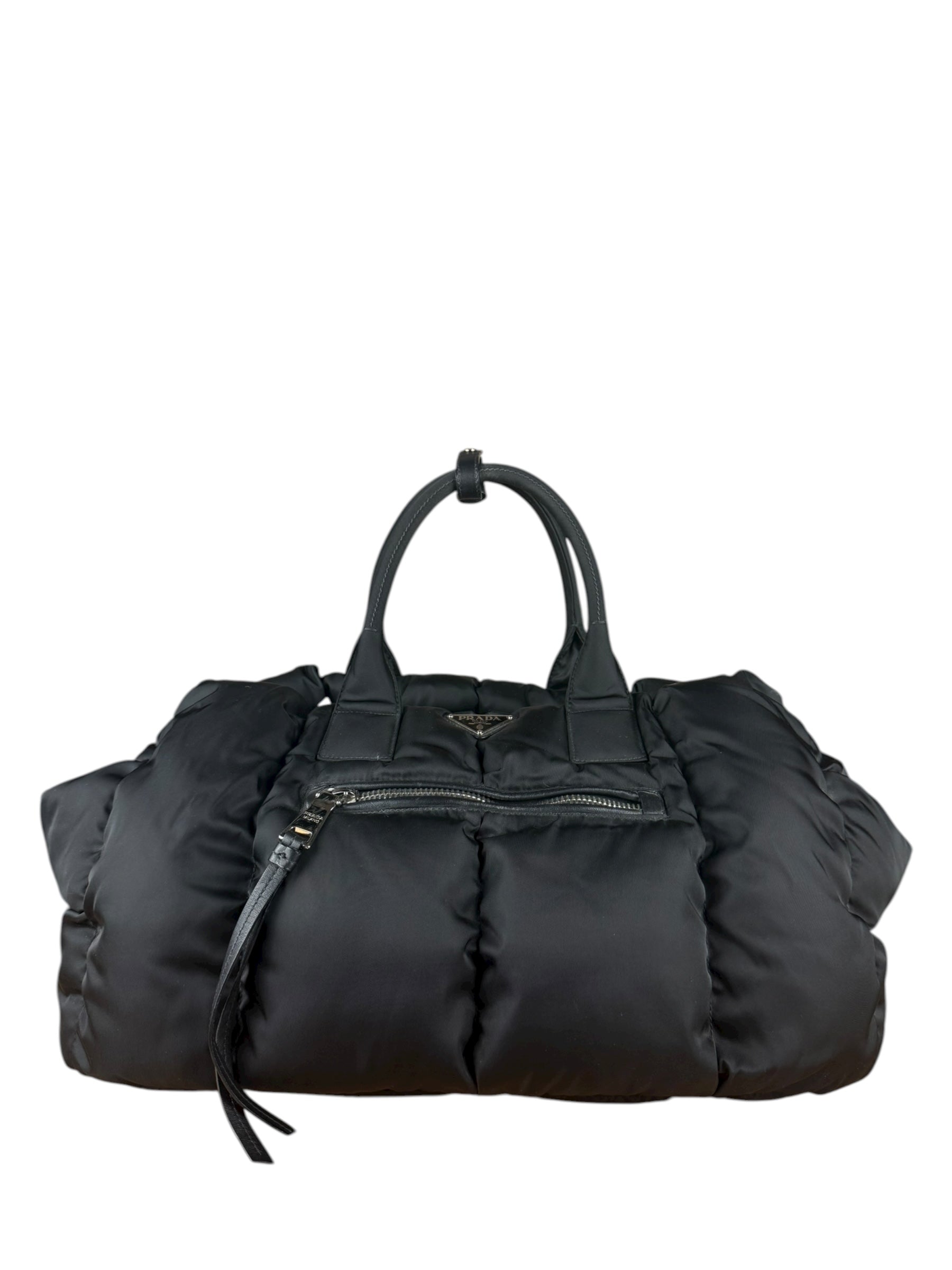 Prada Black Quilt Bomber Duffle Bag