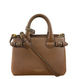 Burberry Brown Leather & House Check Small Banner