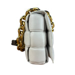 Bottega Veneta White Leather Padded Cassette Chain Bag