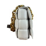 Bottega Veneta White Leather Padded Cassette Chain Bag