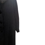 Vintage Black Wool Fox Fur Collared Long Coat