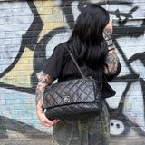 Chanel Black Leather Paris Moscow Flap/Chain Shoulder Bag 2005