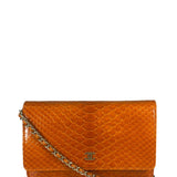 Chanel Orange Pythonskin Flap Wallet On Chain 2013