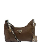 Prada Brown Nylon Pochette Shoulder Bag