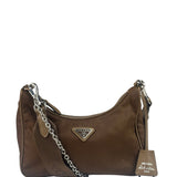 Prada Brown Nylon Pochette Shoulder Bag