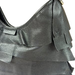Yves Saint Laurent Black Leather St. Tropez Ruffled Hobo Bag