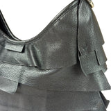 Yves Saint Laurent Black Leather St. Tropez Ruffled Hobo Bag