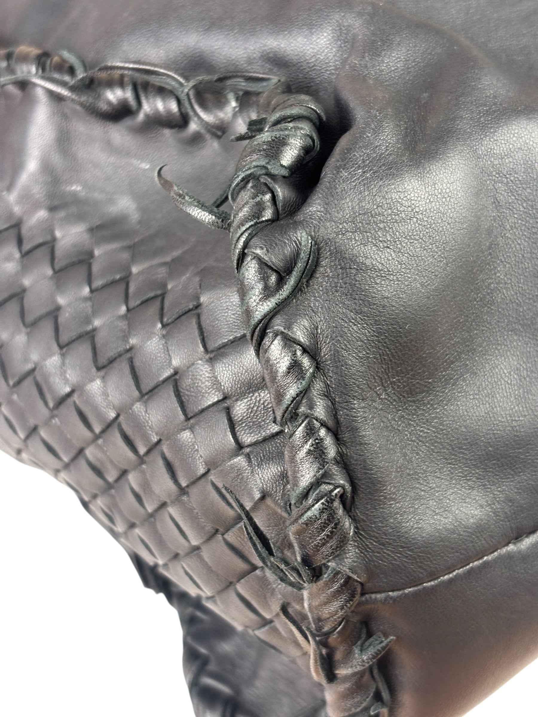 Bottega Veneta Black Intrecciato Fringe Shoulder Bag