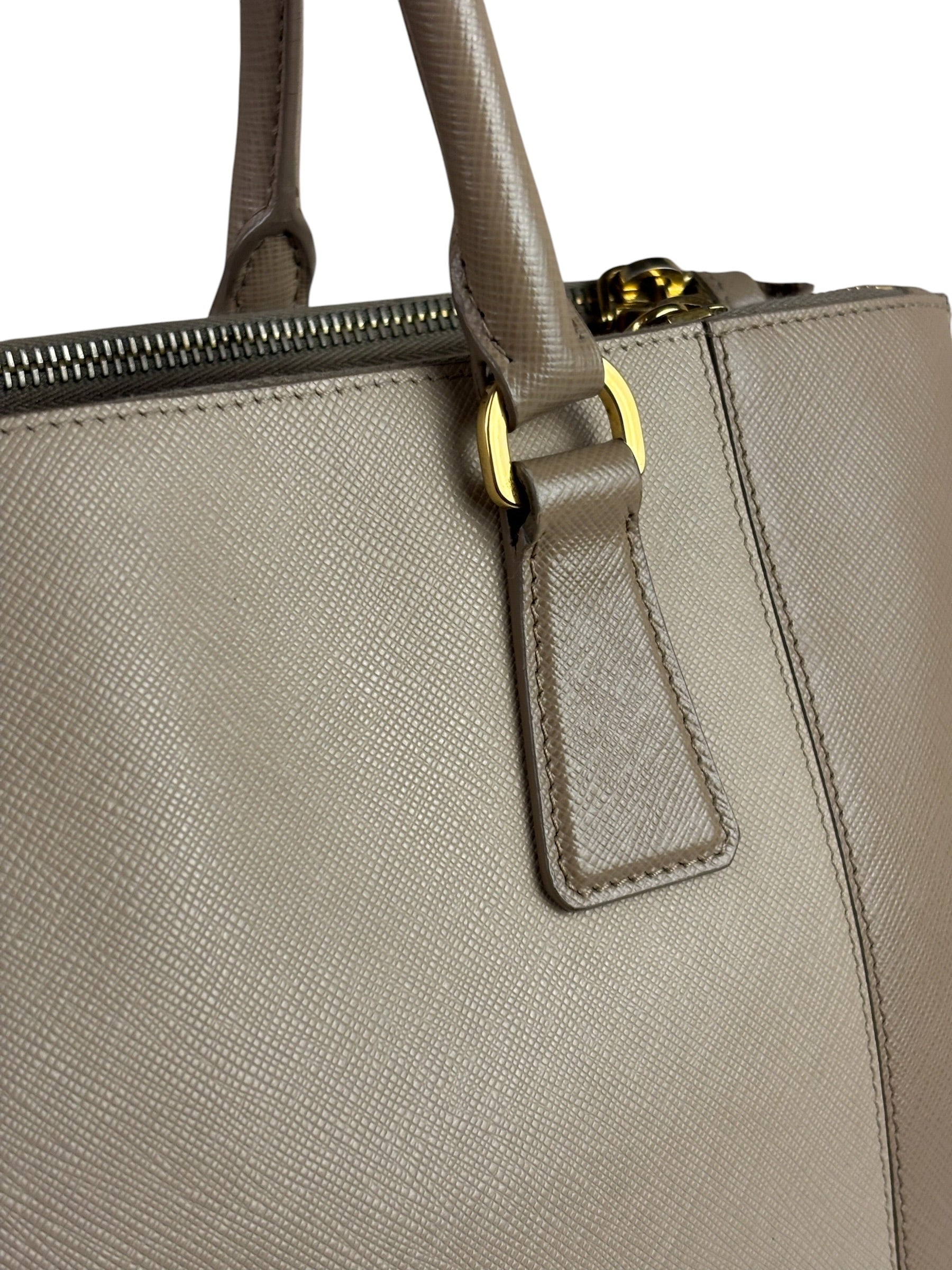 Prada Beige Saffiano Leather Galleria Large Shoulder Bag