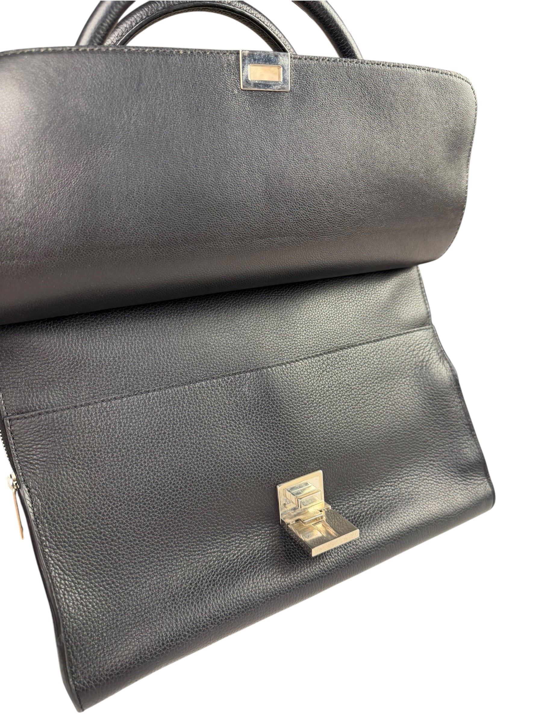 Celine Black Leather/Suede Trapeze Medium Handbag