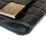 Chanel Black Patent Chocolate Bar Quilted Flap Shoulder Bag 2001