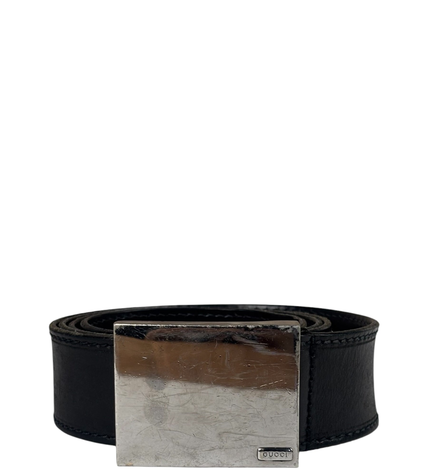 Gucci Silver-Toned Leather Belt