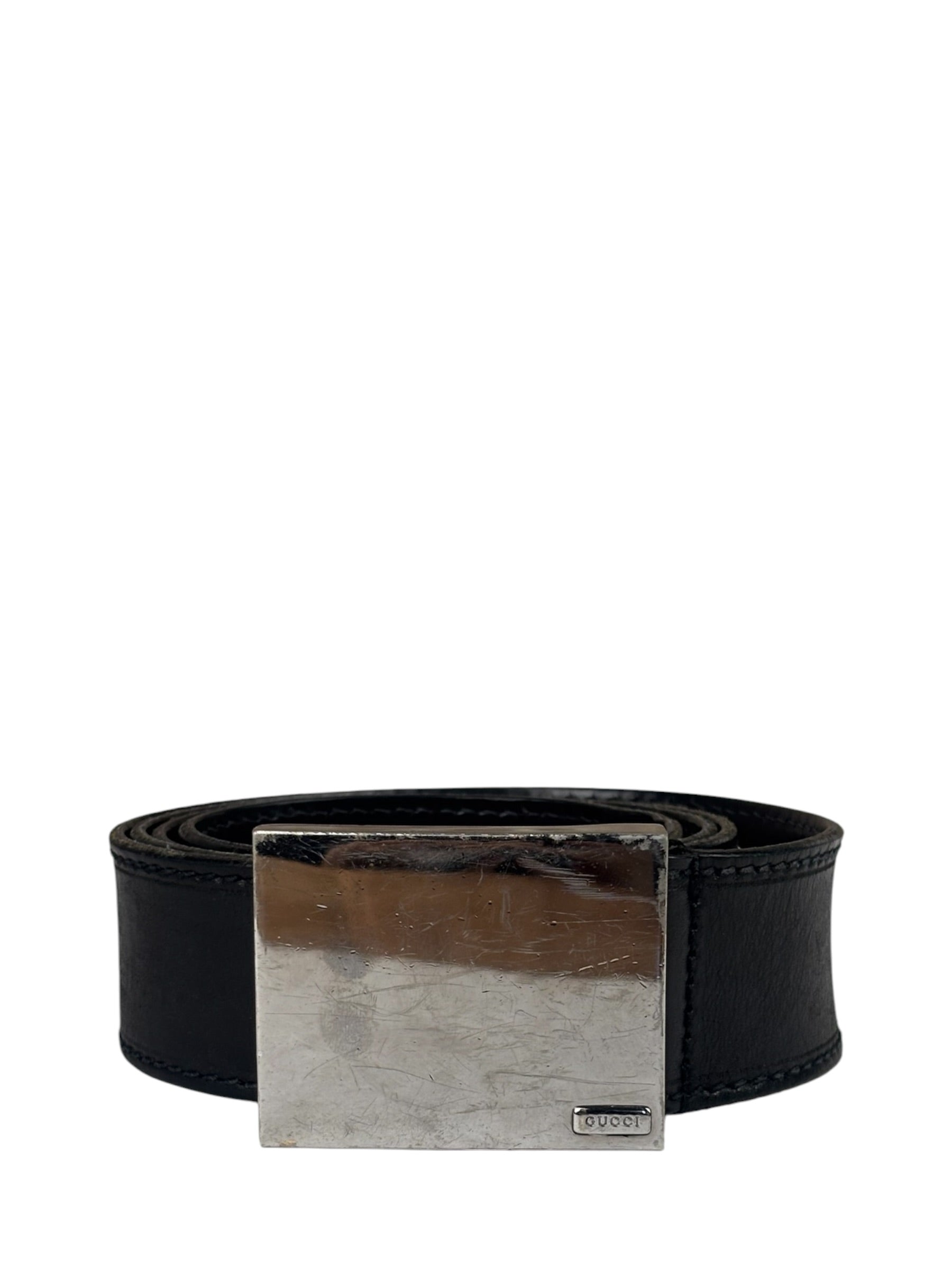 Gucci Silver-Toned Leather Belt