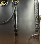 Gucci Croc-Trim Leather Briefcase