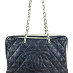 Chanel Navy Quilted Leather Lido Chain Shoulder Tote 2009