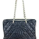 Chanel Navy Quilted Leather Lido Chain Shoulder Tote 2009