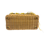 Prada Midollino Leather Trim Wicker Canvas Flower Basket