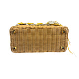 Prada Midollino Leather Trim Wicker Canvas Flower Basket