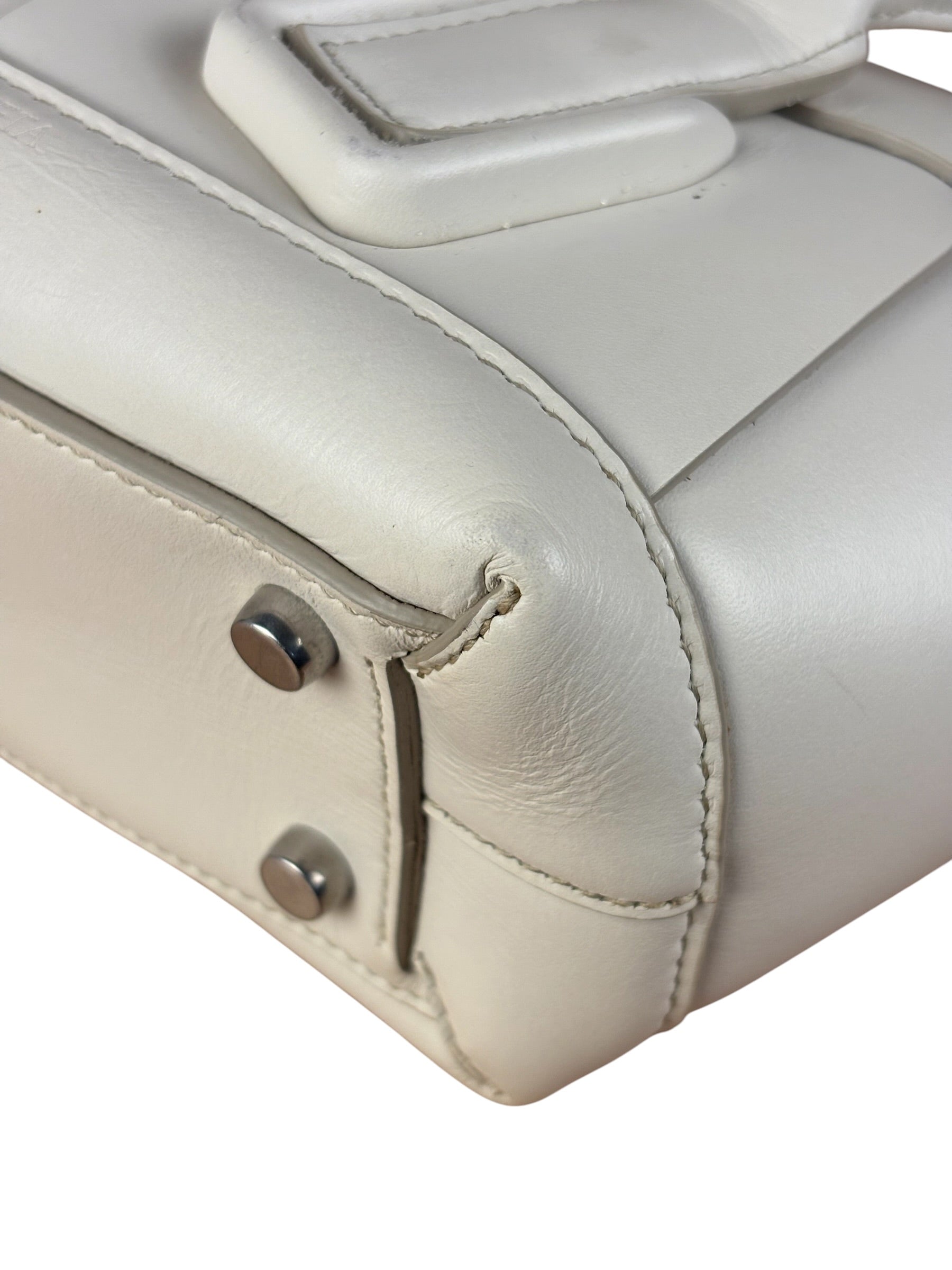 Bottega Veneta Cream Leather Mini Arco Two-Way Bag