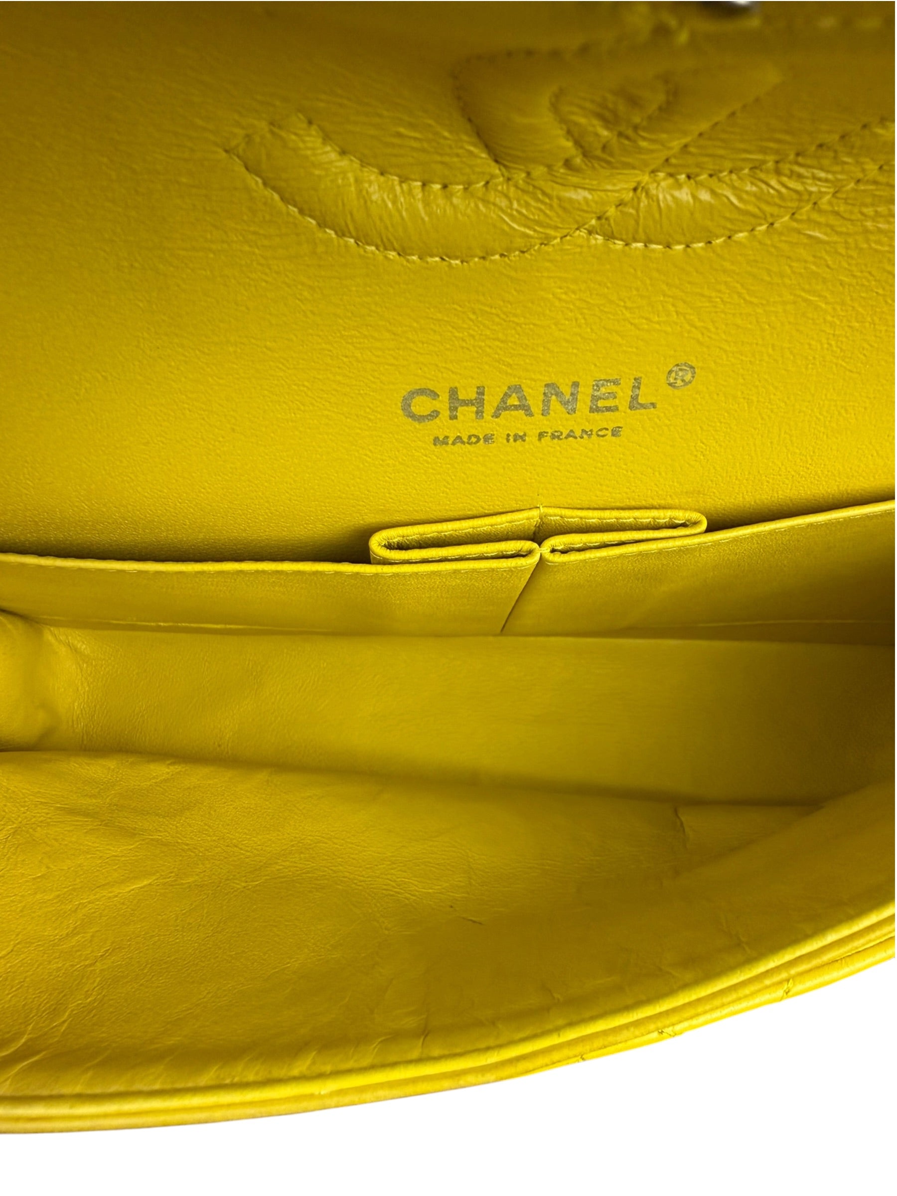 Chanel Yellow Quilted Lambskin Double Flap Bag 2009