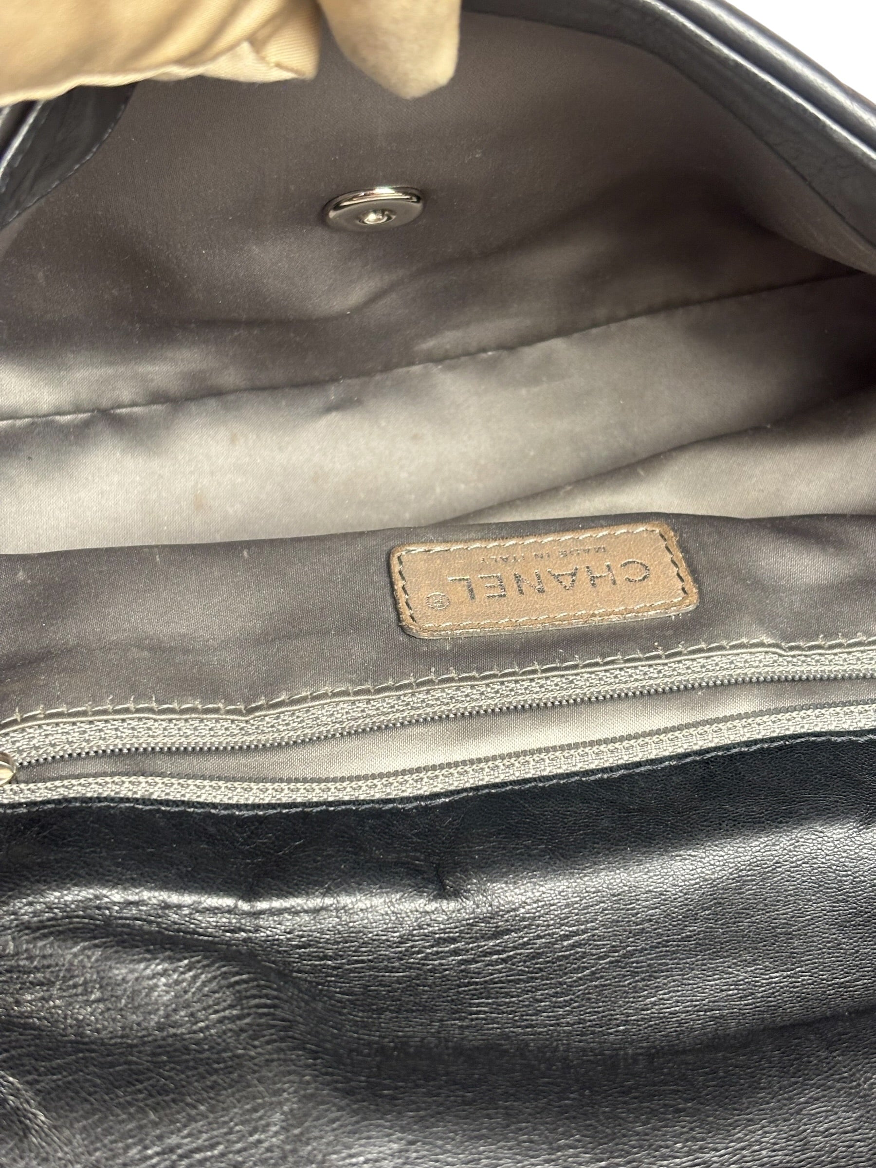 Chanel Black Classic Flap Tweed Shoulder Bag 2010