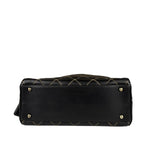 Chanel Vintage Black Leather Wild Stitch Bowler Handbag 2001