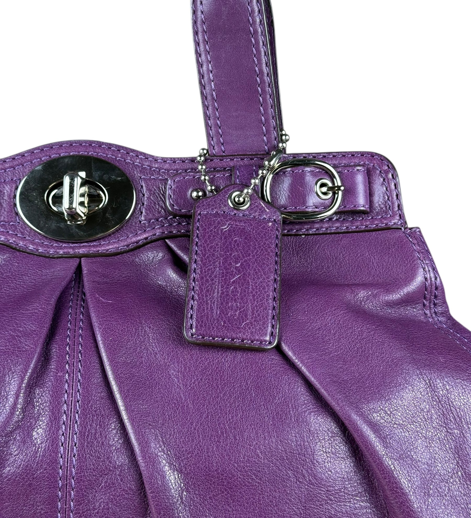 Coach Vintage Purple Leather Hobo Shoulder Bag
