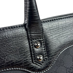 Gucci Black Leather Trim GG Horsebit Chain Shoulder Bag