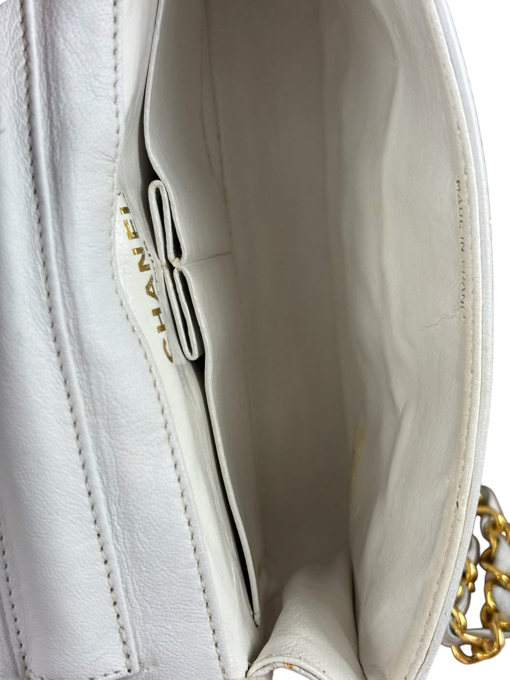 Chanel Vintage White Quilted Leather Flap Bag 1986
