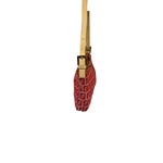 Fendi Pink/Red Zucca Leather Trim Pochette