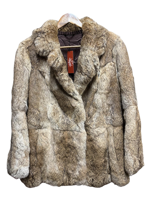 Vintage Multicolor Cube Pattern Rabbit Fur Caot