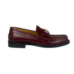 Gucci Burgundy Leather Double G Logo Loafers