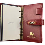 Burberry Red Leather London 5-Ring System Binder Planner