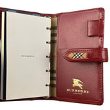 Burberry Red Leather London 5-Ring System Binder Planner