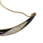 Christian Dior Black Enamel & Pave Rhinestone Crescent Chocker Necklace