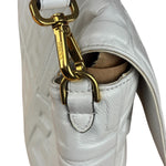 Fendi Large Zucca Embossed Leather Baguette White
