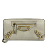 Balenciaga Grey Leather Moto Long Wallet